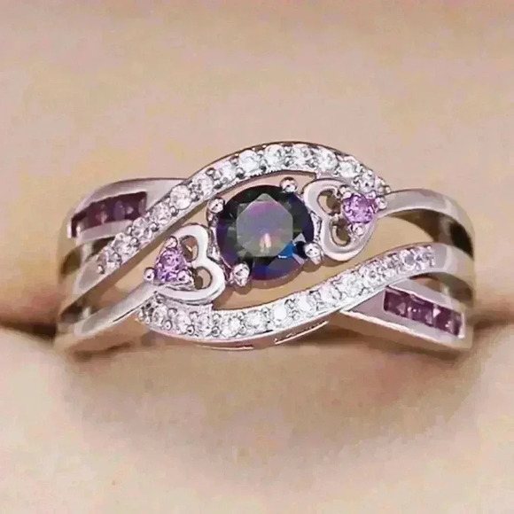 🔥Unique Magic Color Factory Outlet Colorful Water Drop Amethyst Ring, GPMB1483 - Picture 1 of 4
